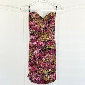 Arden B Hot Pink Ruche Strapless Cocktail Party Dress w/Sweetheart Neckline, XS